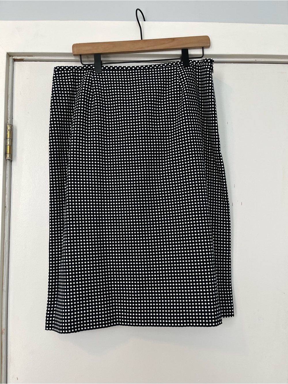 Vintage Le Suit Black and White Polka Dot Midi Skirt office size 14 cotton